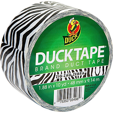 Duck Brand Brand Printed Design Color Duct Tape 10 yd Length x 1.88 Width 1  Roll Zebra - Office Depot